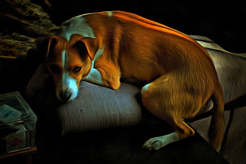 Tan And White Dog Missing Daddy by Dorothy Berry-Lound