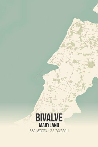 Vintage landkaart van Bivalve (Maryland), USA.
