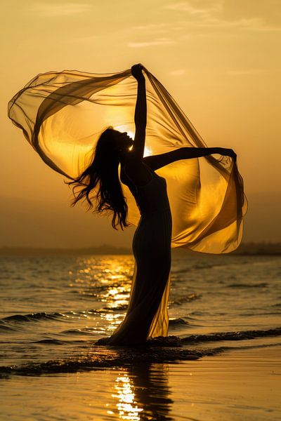Dance of silhouettes in the sunset by Poster Art Shop