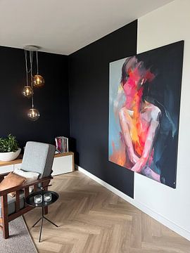 Photo de nos clients: Portrait figuratif et abstrait très coloré sur Carla Van Iersel