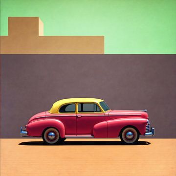 Oldtimer in geometrisch landschap