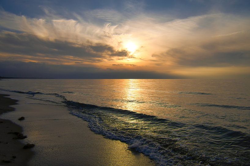 Sunset on the beach of the Baltic Sea, romantic by Martin Köbsch