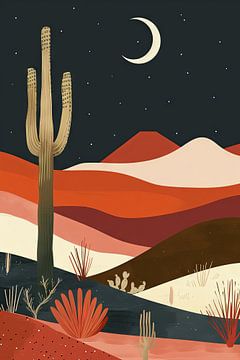 Woestijnlandschap bij nacht van Poster Art Shop