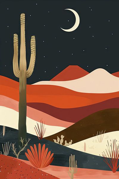 Desert landscape at night by Poster Art Shop