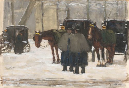 Koetsen en koetsiers in de sneeuw, Floris Arntzenius