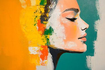 Coloured profile turned towards the sun by Poster Art Shop