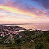 Panorama Südfrankreich - Collioure und Mittelmeer im Sonnennuntergang von Frank Herrmann