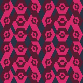 Motif géométrique rétro des années 70 en rose néon, violet et bleu. sur Dina Dankers