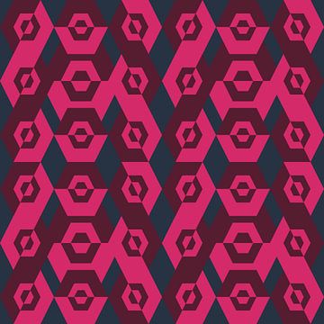 Motif géométrique rétro des années 70 en rose néon, violet et bleu. sur Dina Dankers