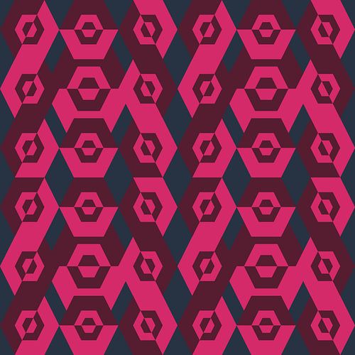 Motif géométrique rétro des années 70 en rose néon, violet et bleu.