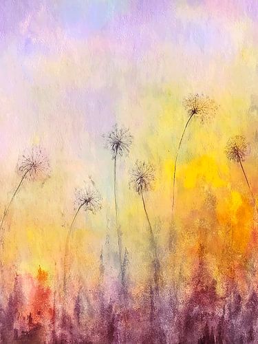 Elegant schilderij van paardenbloemen