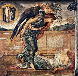 Edward Burne-Jones – Amor und Psyche: Amor findet die schlafende Psyche an einem Brunnen (1881) von Timeless Artworks