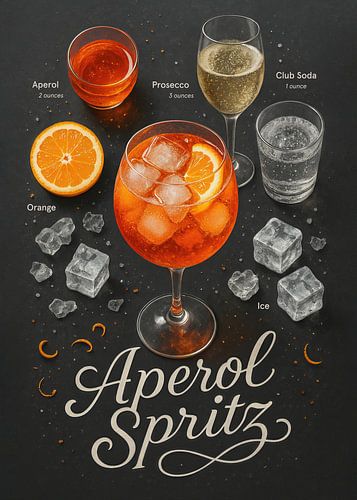 Aperol Spritz Poster - Sinaasappel Italiaanse Aperitief Cocktail