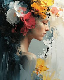 Colourful, modern and abstract portrait by Carla Van Iersel