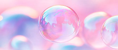 Beautiful iridescent soap bubbles