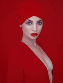 Rote, elegante Frau von PixelPrestige