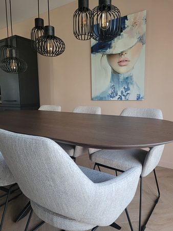 Modern abstract portrait in Delft Blue