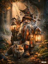 Gnome mit Fuchs im Wald