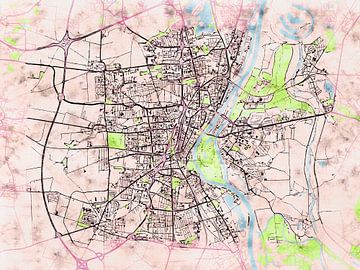 Kaart van Magdeburg in de stijl 'Soothing Spring' van Maporia