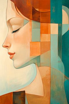 Geometric profile of a dreaming woman by Poster Art Shop