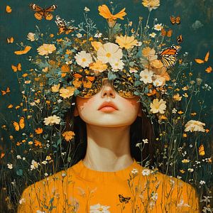 Blumen Frau | Frau umringt von Blumen