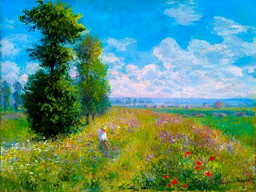 Claude Monet - Wiese mit Pappeln, 1875