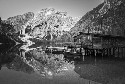 Lago di Braies in Zwart-Wit