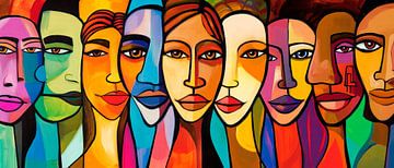 Colourful variety of faces - artistically depicted by Poster Art Shop