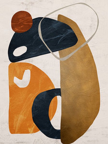 Organic geometric abstract art in earth tones by Online Arts