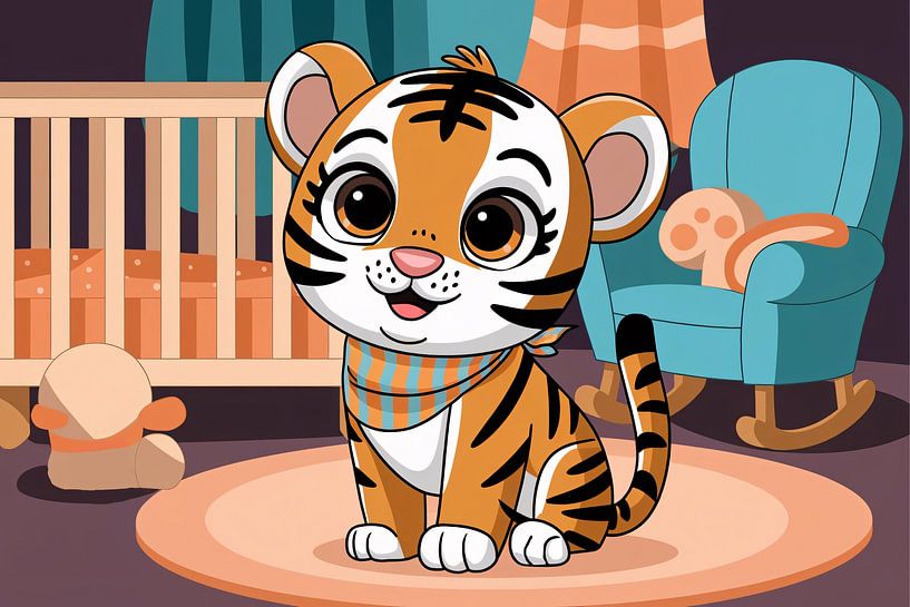 Cute tiger in nursery by Art & Soul Creations