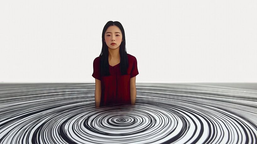 Surreal woman in a maelstrom of melancholy by Frank Heinz