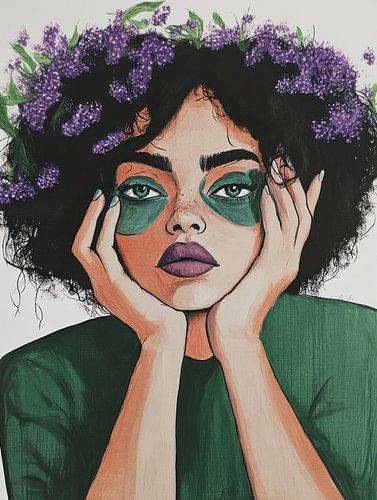 Meisje met groene make-up