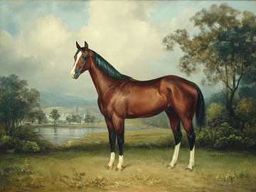 Vintage-Pferdegemälde von IamHome Studio