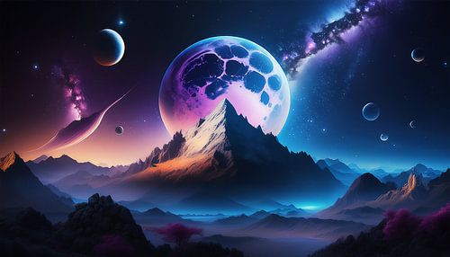 Gebirge mit Verschiedene Monde