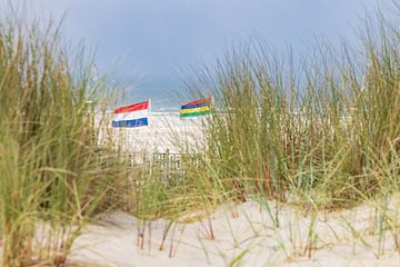 Flying flags in the dunes by Hilda Weges