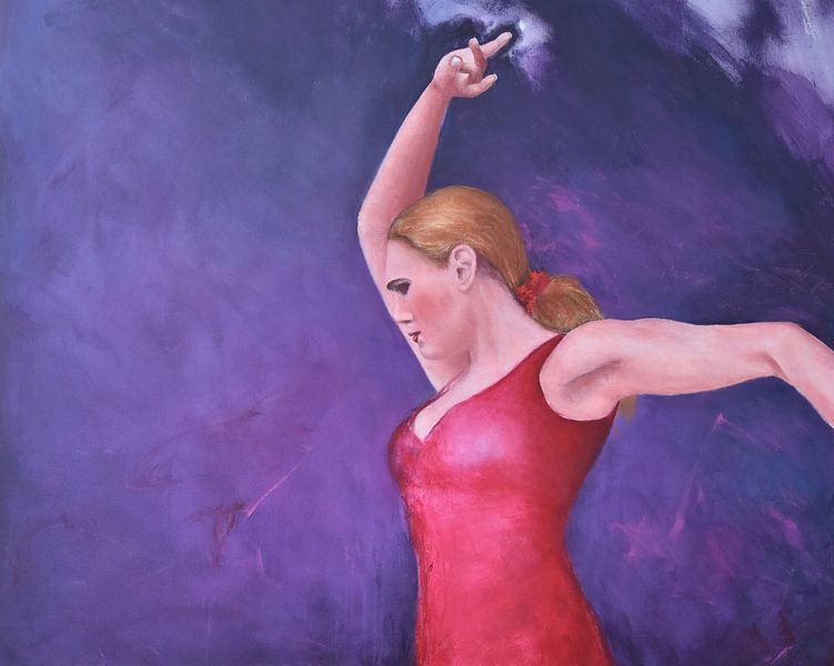 Flamenco dancer handpainted dance spain by Jos van de Venne