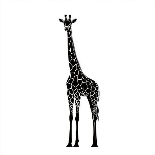 Zwarte giraffe in minimalistische stijl