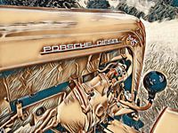 Tractor Porsche junior in sepia style