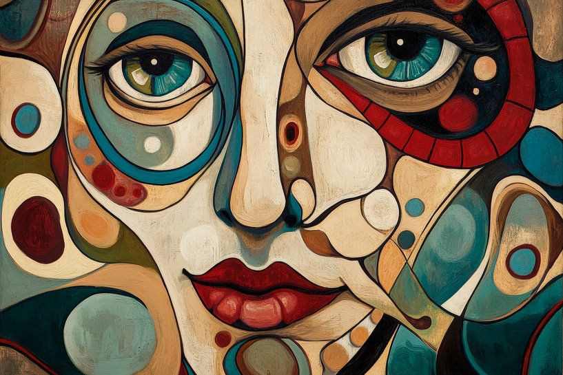 Abstraktes Porträt in lebendigen Farben von Poster Art Shop