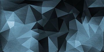 Abstracte geometrie. Driehoeken in petrolblauw, lichtblauw en zwart. van Dina Dankers