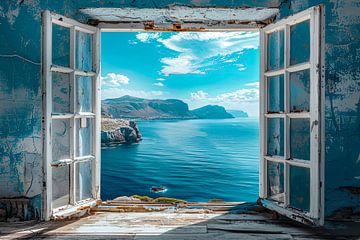 aus dem Fenster schauen und eine schöne Landschaft sehen von Egon Zitter