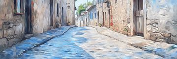 Blue Lane | Sérénité rustique sur Peinture Abstraite