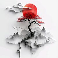 The Crimson Dawn Over Silent Peaks