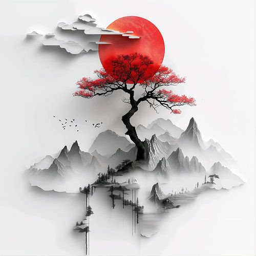 The Crimson Dawn Over Silent Peaks