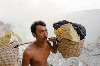 Zwaveldrager, Ijen Krater, Java, Indonesië 