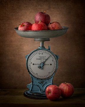 Antique scale with red apples by Gerben van Buiten