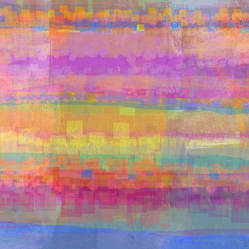 Geometrisch landschap in heldere kleuren van Claudia Gründler