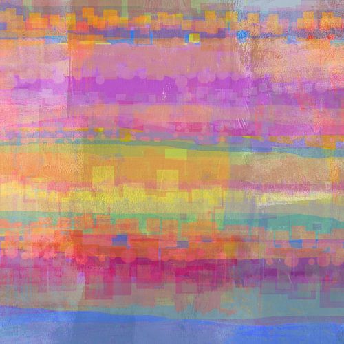 Geometrisch landschap in heldere kleuren