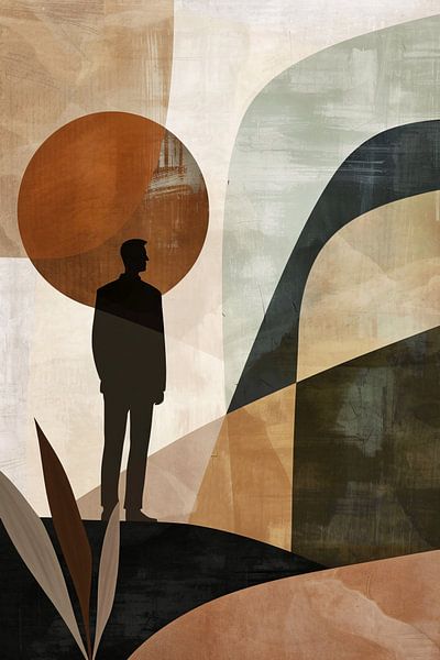 Stylised man against geometric pastel background by Art & Soul Creations