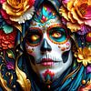 Día de los Muertos - Trois regards pénétrants inspirés de La Catrina, intensité artistique et profondeur culturelle, un triptyque célébrant le Jour des Morts au Mexique (2 de 3) sur AidasignArt